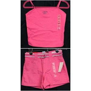 GAP 3Pc Hot Pink Butterfly Tank Top Shorts size 7 Small NWT Summer Beach Belt
